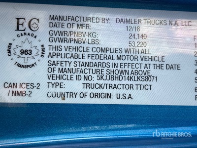 2019 Western Star 5700XE 6x4 T/A Sleeper Truck Tractor