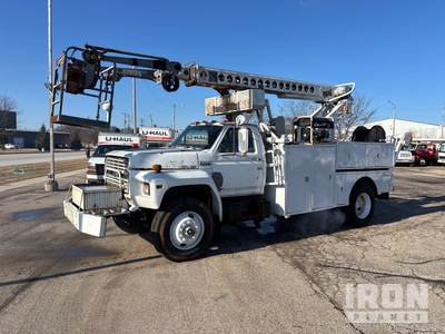 1989 Telsta T40C 35 ft on 1990 Ford F800 4x2 Cable Placer Bucket Truck