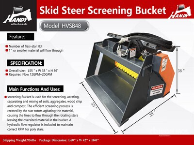 2026 Handy HVSB48 55 in Skid Steer Screening Bucket (Unused)