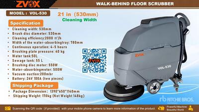Quantity of (2) 2026 ZVOX VOL-530 Walk-Behind Electric Floor Scrubber (Unused)