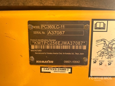 2019 Komatsu PC360LC-11 Excavadora de Cadenas