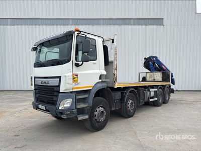 2007 PM PM 28525 SP on 2017 DAF CF460 8x4 Camion Plateau Avec Grue Flatbed Truck with Crane