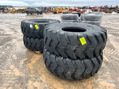 Quantity of (4) 23.5-25 24 Ply Loader Tires Tubeless Neumáticos (Unused)