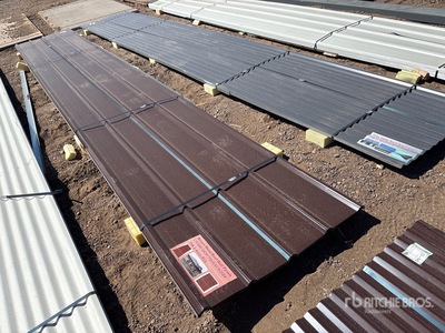 Quantity of (70) 12 ft x 3 ft Brown Metal Roof Panels (Unused)