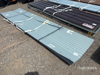 Quantity of (30) 9.84 ft x 3 ft Grey Metal Roof Panels (Unused)