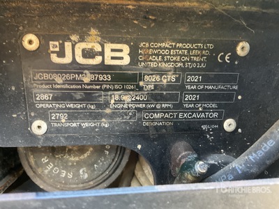 2021 JCB 8026CTS Mini Excavator