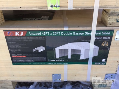 KJ K4525 Double Garage Steel Barn Shed - Unused