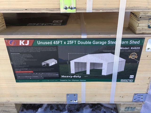 KJ K4525 Double Garage Steel Barn Shed - Unused