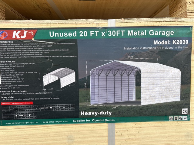 KJ K2030 Metal Garage - Unused