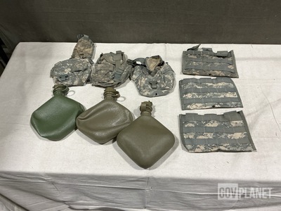 (126) M4 Three Mag Pouches, (18) Water Canteens & Assorted Items