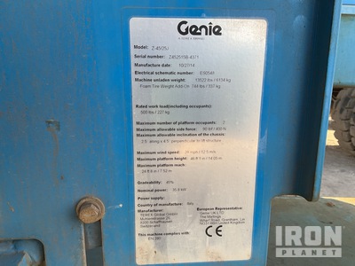 2014 Genie Z4525J Articulating Boom Lift