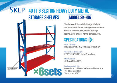 2026 SKLP SK-HJ6 2 ft x 40 ft Metal Storage Shelves رفوف (Unused)