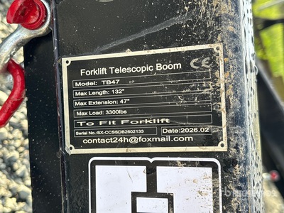 2026 GIYI GY-TB47 47 in 3300 lb Forklift Extendable Boom Accessori per autocarro con sollevatore (Unused)