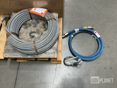 (6) Hydraulic Hoses, (1) Wire Rope, (23) Valve Supplies & Assorted Items