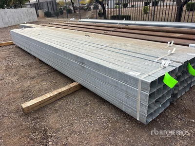 Quantity of (16) 4 in Sq Galvanized 12 Ga x Steel Pipe 16ft 3in