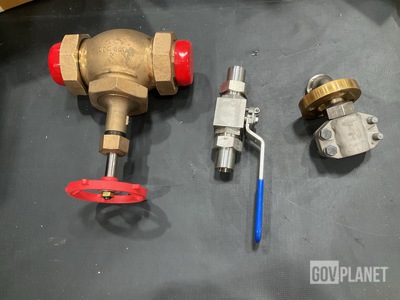 (1) Flange Elbow, (2) Ball Valves, (1) Globe Valve & Assorted Items