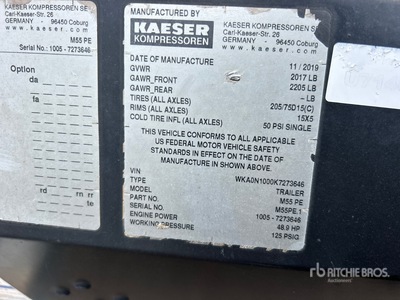2020 Kaeser M55 PE 185 cfm Mobile Air Compressor