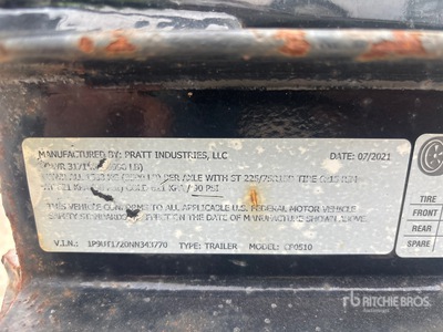 2022 Pratt CP0510 16 ft T/A Equipment Trailer