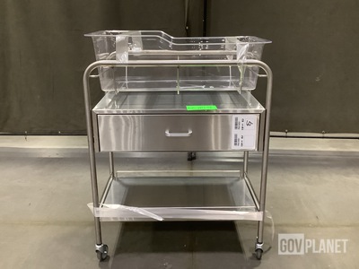 NK Medical Stainless Steel Hospital Bassinet Carrier w/Drawer & Bottom Shelf