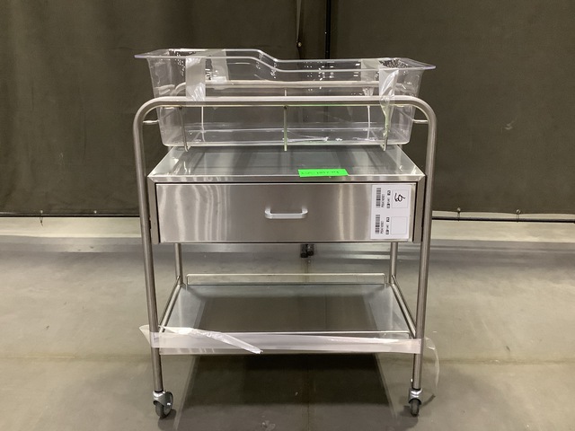 NK Medical Stainless Steel Hospital Bassinet Carrier w/Drawer & Bottom Shelf