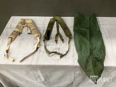 (194) Individual Equipment Suspenders, (8) Clothing Bags & Assorted Items