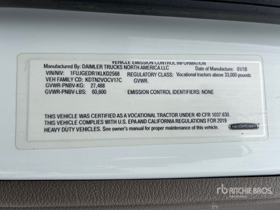 2019 Freightliner Cascadia 125 6x4 Cabina per trattore stradale