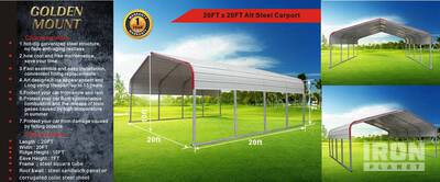 Gold Mountain Steel Carport M2020 Abri Voiture (Unused)