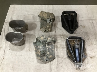(15) Entrenching Tools, (11) Water Canteen Cups, (30) Pouches & Assorted Items