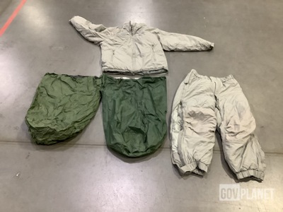 (3) Clothing Bags, (1) Pair of Extreme Cold Weather Trousers & Assorted Items