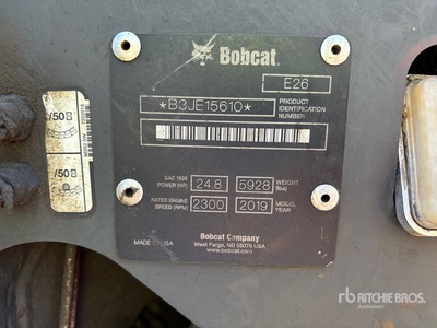 2019 Bobcat E26 Mini Excavator