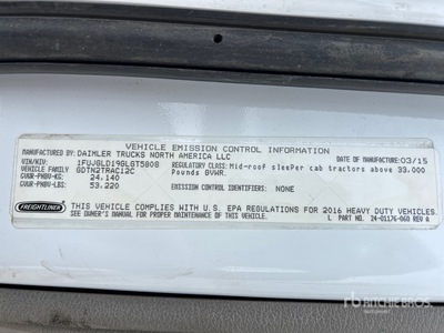 2016 Freightliner Cascadia 125 6x4 Tracteur Routier Couchette (Inoperable)