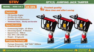 Quantity of (3 ) 2025 STARVOX HCR-110-3 Jumping Jack Tamper (Unused)