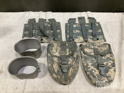 (131) Entrenching Tool Carriers, (132) Water Canteen Cups & Assorted Items