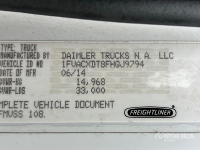 2015 Freightliner 108SD 4x2 Kastenwägen (Inoperable)