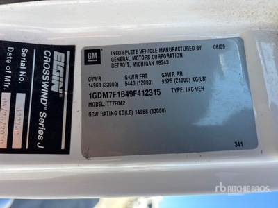 Elgin Crosswind on 2009 GMC T7500 Sweeper Truck