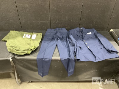(4) Men’s Coats, (30) Pairs of Trousers, (230) Duffel Bags & Assorted Items