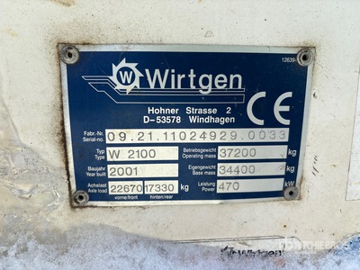 2001 Wirtgen W2100 Tracked Autograde/Appareil de reprise