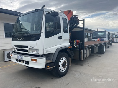 2006 Isuzu FVD Flatbed Truck with Crane