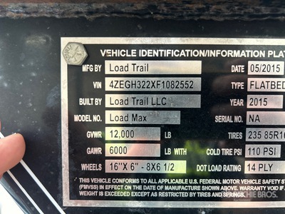 2015 Load Trail Equipment Trailer