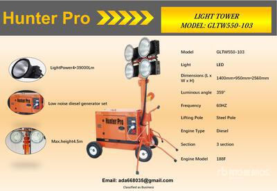 2026 HUNTER PRO GLTW550-103 Light Tower Tour d'éclairage (Unused)