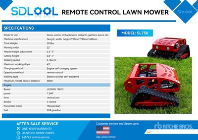 2025 SDLOOL SL750 Remote Control Cortacesped (Unused)