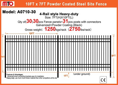 Quantity of (30) 2026 MTO A0710-30 10 ft x 7 ft Powder Coated سياج (Unused)