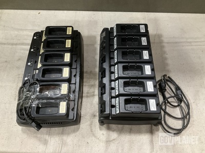 (3) Harris UCC6 V2 Battery Chargers & (1) Harris UDC6A Battery Charger