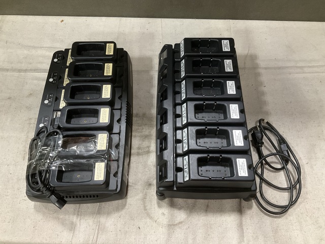 (3) Harris UCC6 V2 Battery Chargers & (1) Harris UDC6A Battery Charger