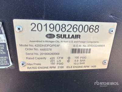 2019 Sullair 425 Air Compressor