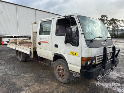1998 Isuzu NPR 350 4x2 Crew Cab Flatbed Truck