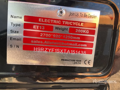 2026 ET13-BLACK 3 TT E-Trike Mini Scooter (Unused)