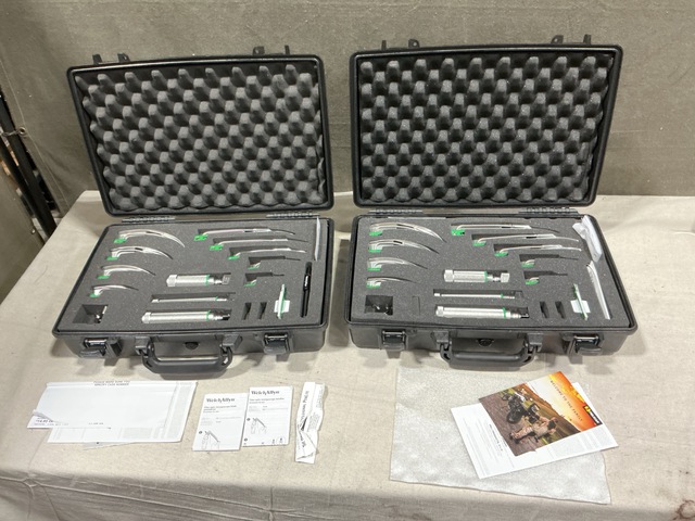 (2) Welch Allyn MIL5062 Laryngoscope Sets (2) Welch Allyn MIL5062 Laryngoscope Sets