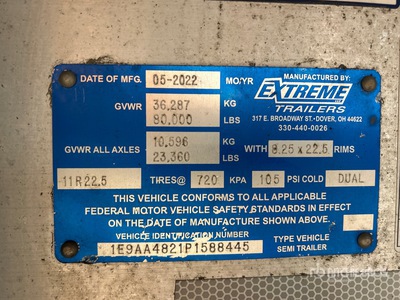 2023 Extreme Trailers 48 ft T/A Spread Axle Curtain Side Trailer