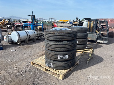 Quantity of (8) Galaxy 255/70R22.5 18 PLY Mounted on Alcoa Aluminum Rims Tires (Unused)